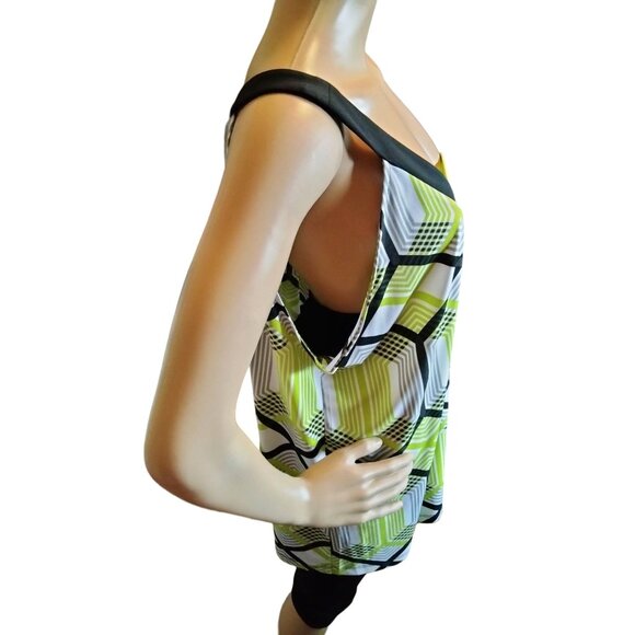 Worthington Woman Geometric Print Sleeveless V-Neck Tunic Top Plus Size 2X - Picture 4 of 7